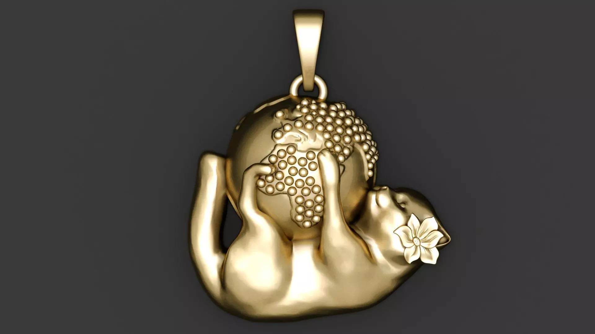 GOLDEN BALL AND FEMALE DOG PENDANT 3D PRINTABLE MODEL 3D print model