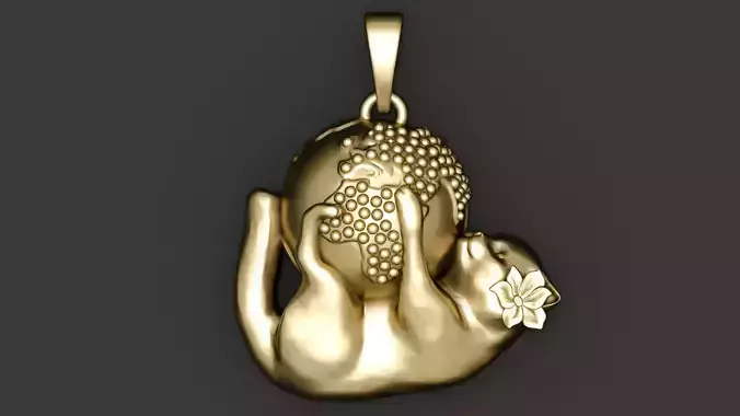 GOLDEN BALL AND FEMALE DOG PENDANT 3D PRINTABLE MODEL