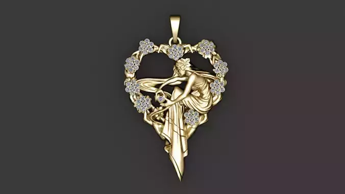 ANGLE OF HEART PENDANT 3D PRINTABLE MODEL