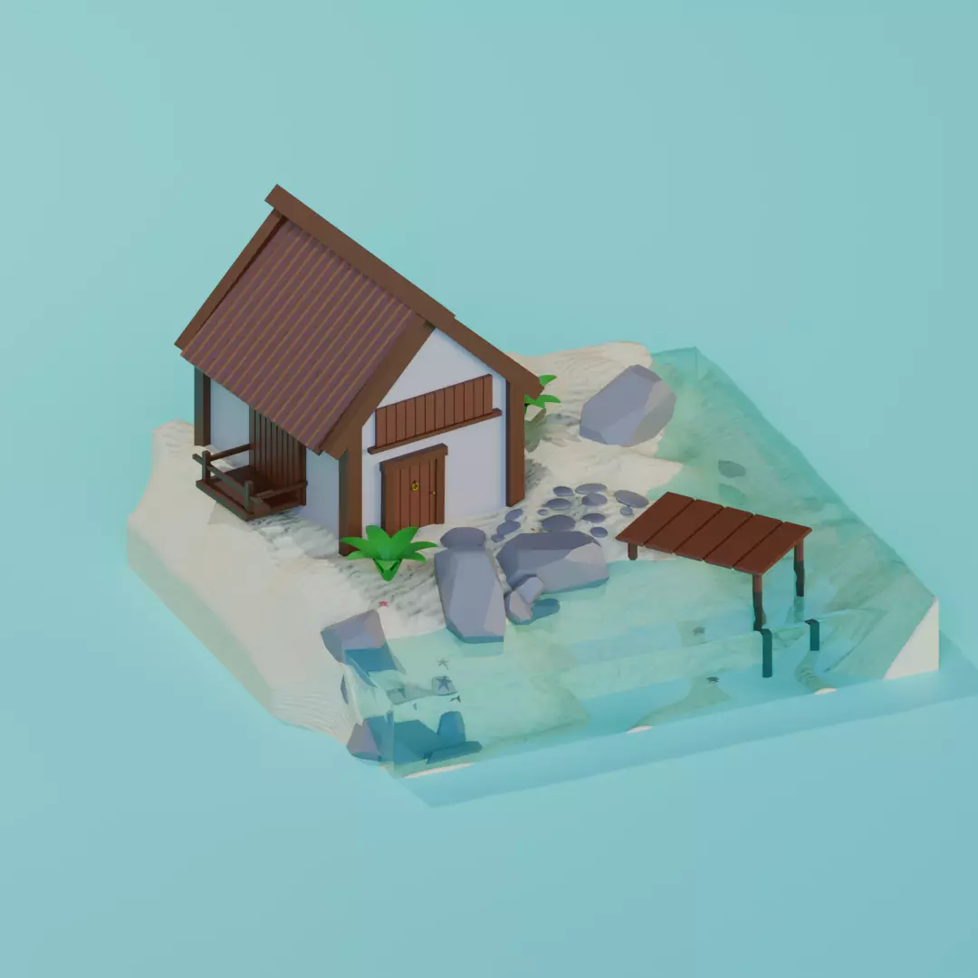 Small Beach Hut 3D model_0