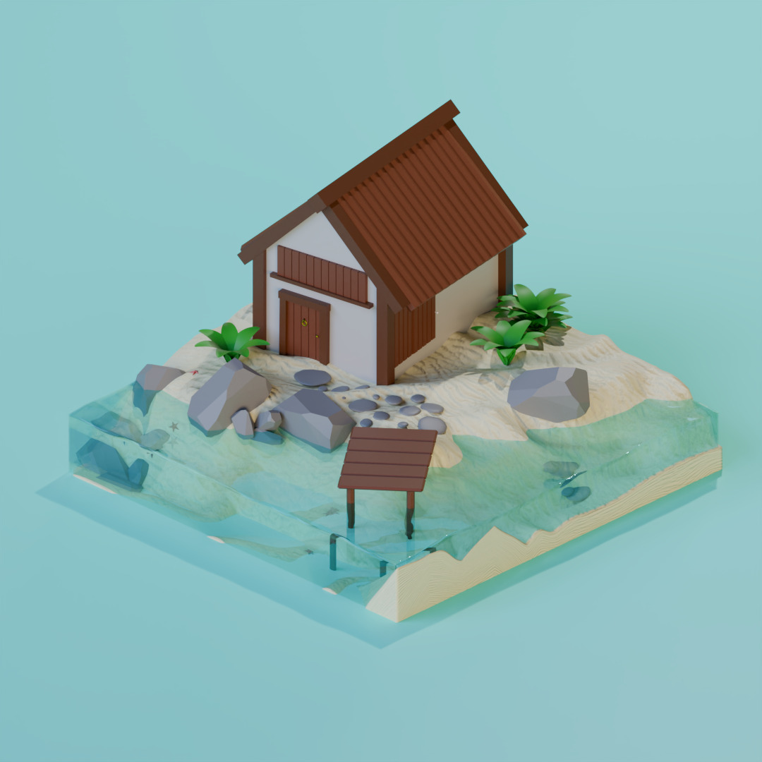 Small Beach Hut 3D model_1