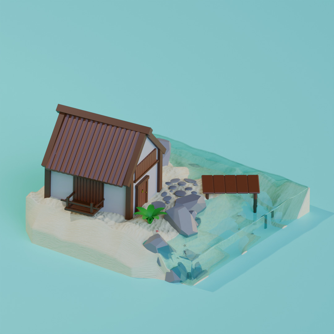 Small Beach Hut 3D model_3