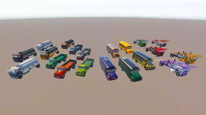 Heavy Vehicles Pack Low-poly 3D model