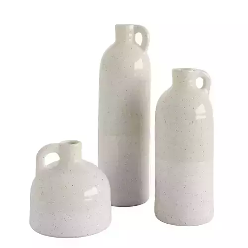 White Speckled Jud Vase Trio