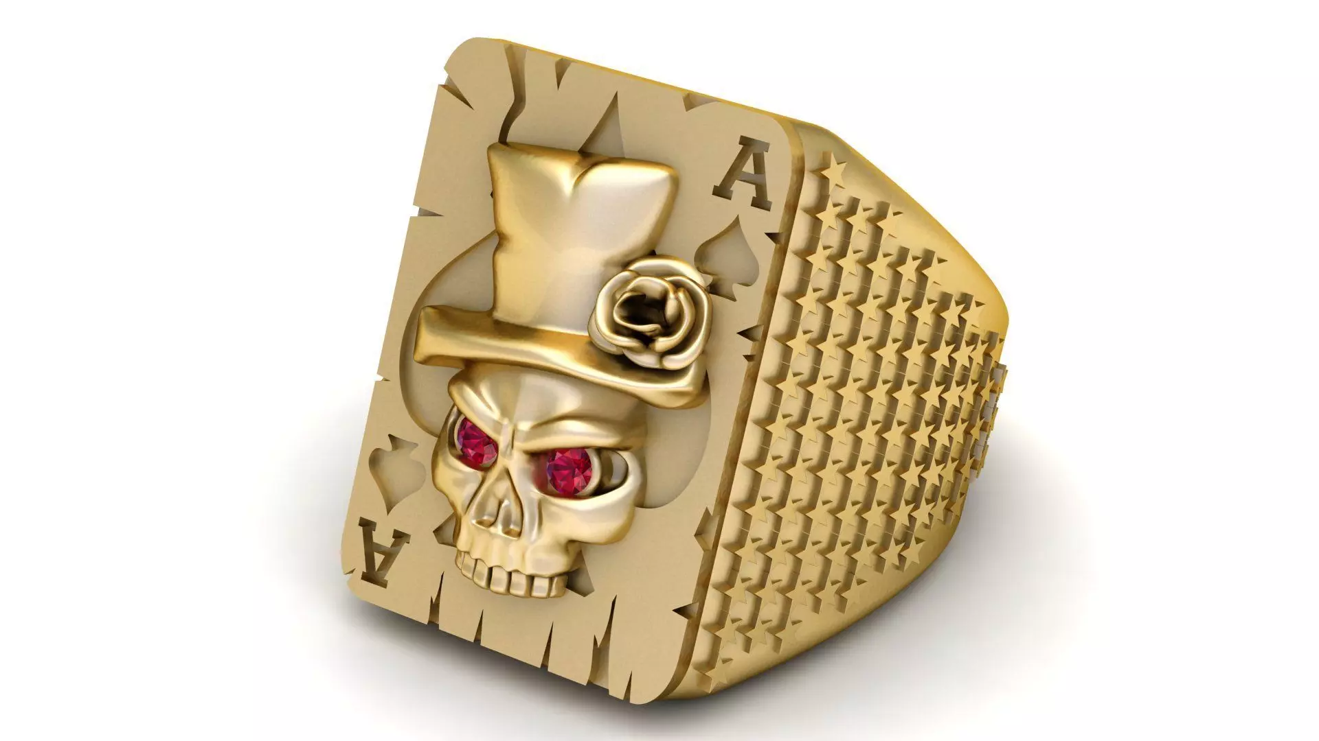 SKULL HEAD CARD DESIGN RING 3D PRINTABLE MODEL Free 3D print model