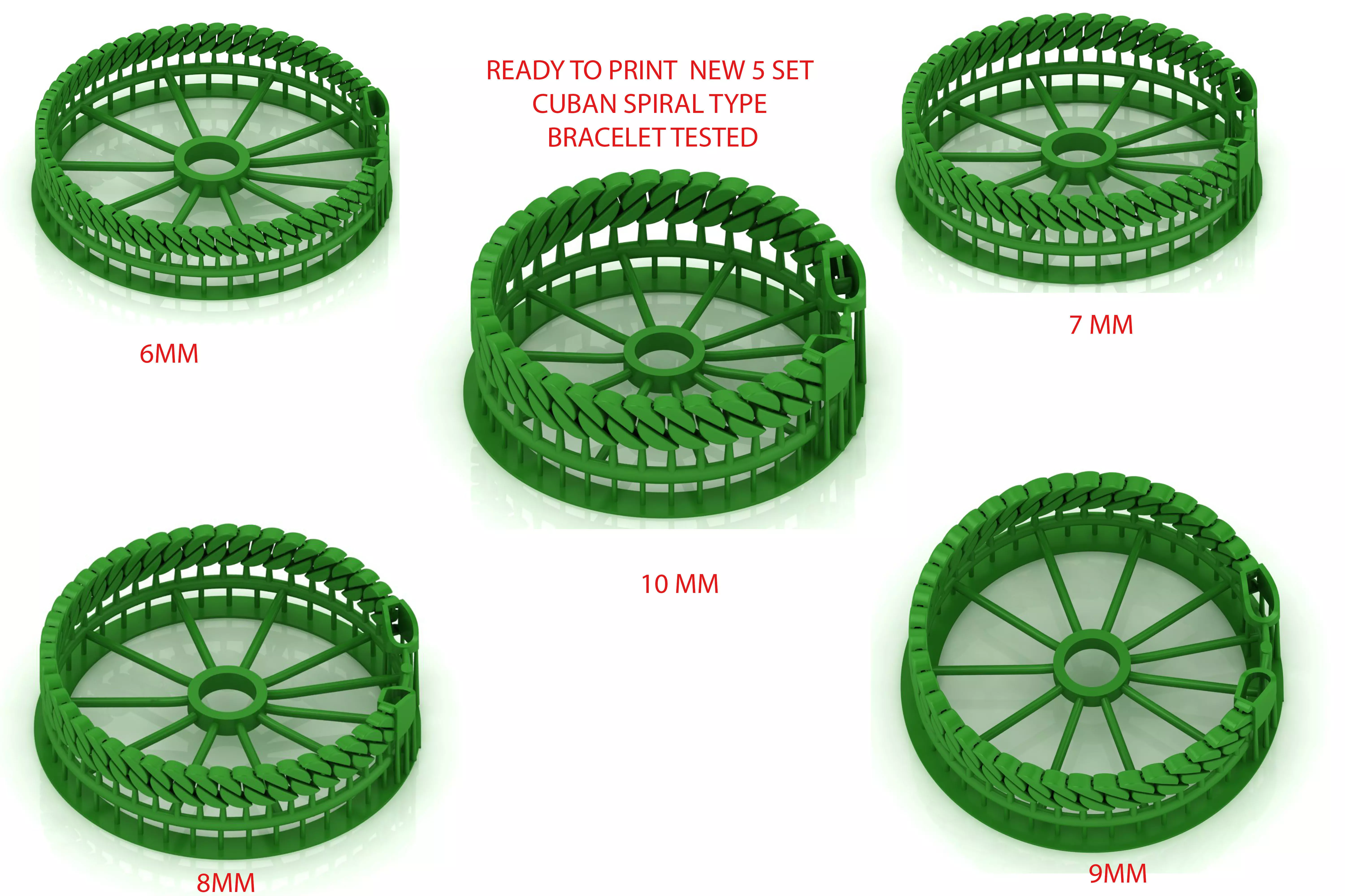 5 SET SPIRAL 3D CUBAN BRACELET OR CHAIN OR NECKLACE  3D Model Collection_0