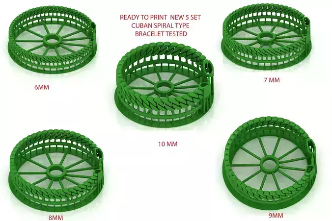 5 SET SPIRAL 3D CUBAN BRACELET OR CHAIN OR NECKLACE  3D Model Collection