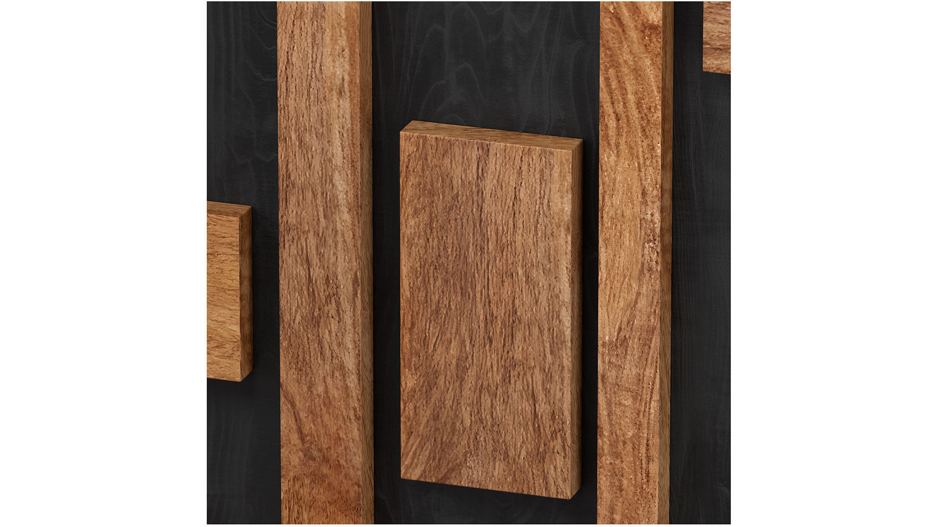 Decorative black wall panel with wooden planks elements 3D model_6