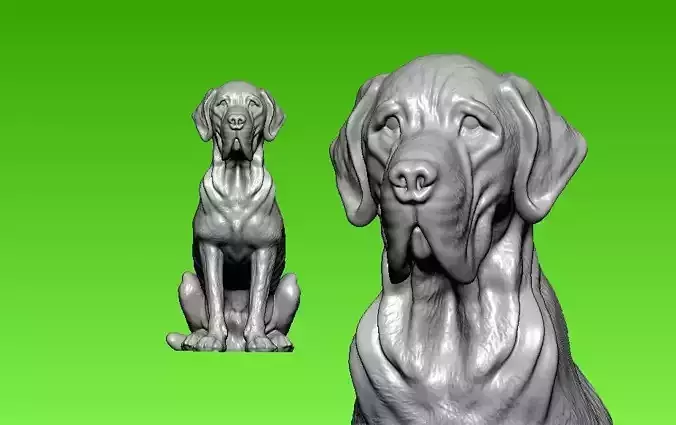 Puppy-faced dog statue - 3D print
