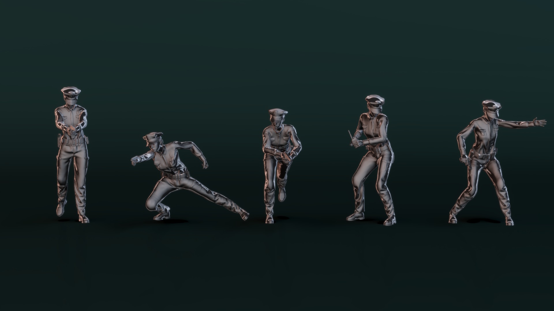 Police Woman Set02 3D model_5