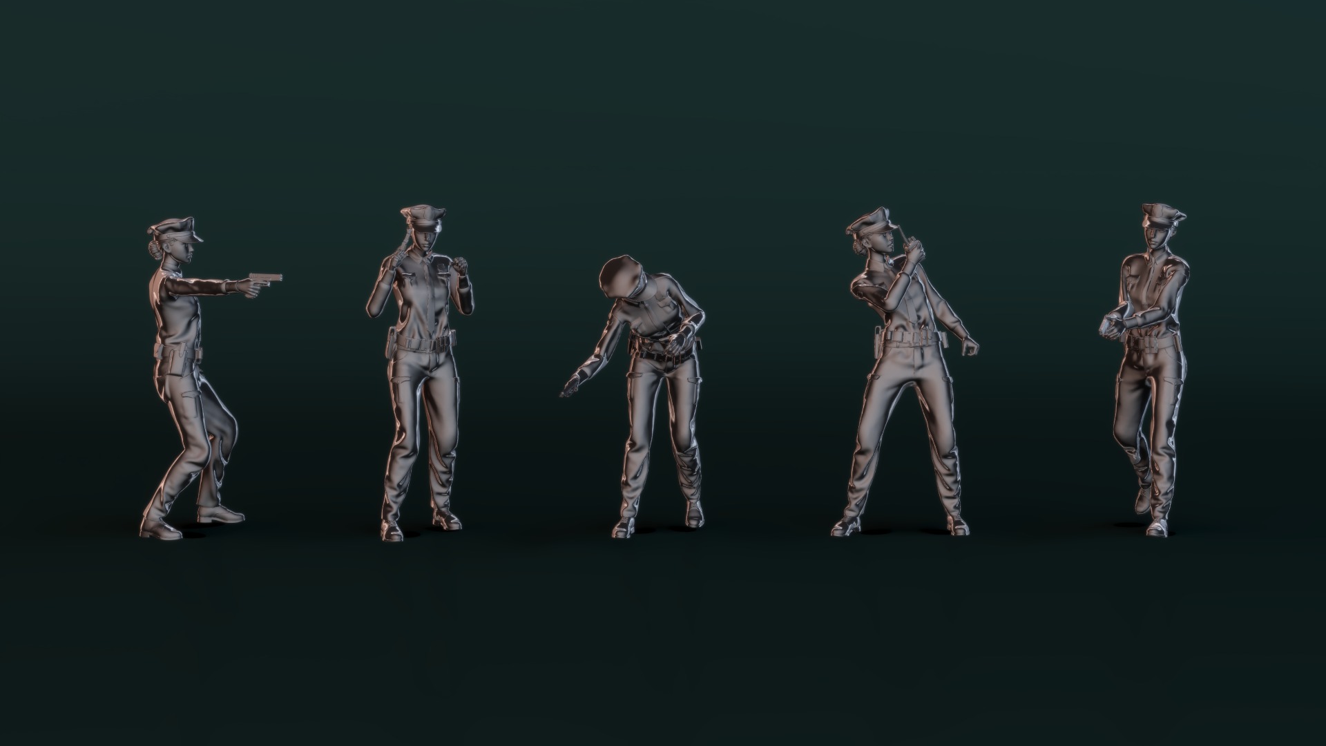 Police Woman Set02 3D model_6