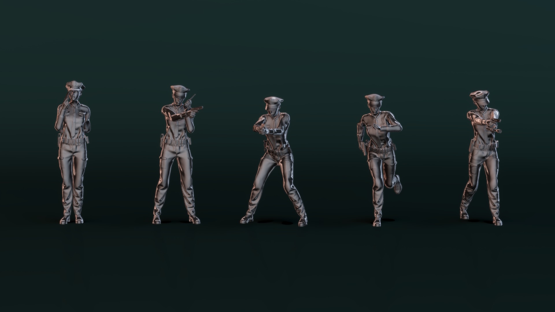 Police Woman Set02 3D model_8