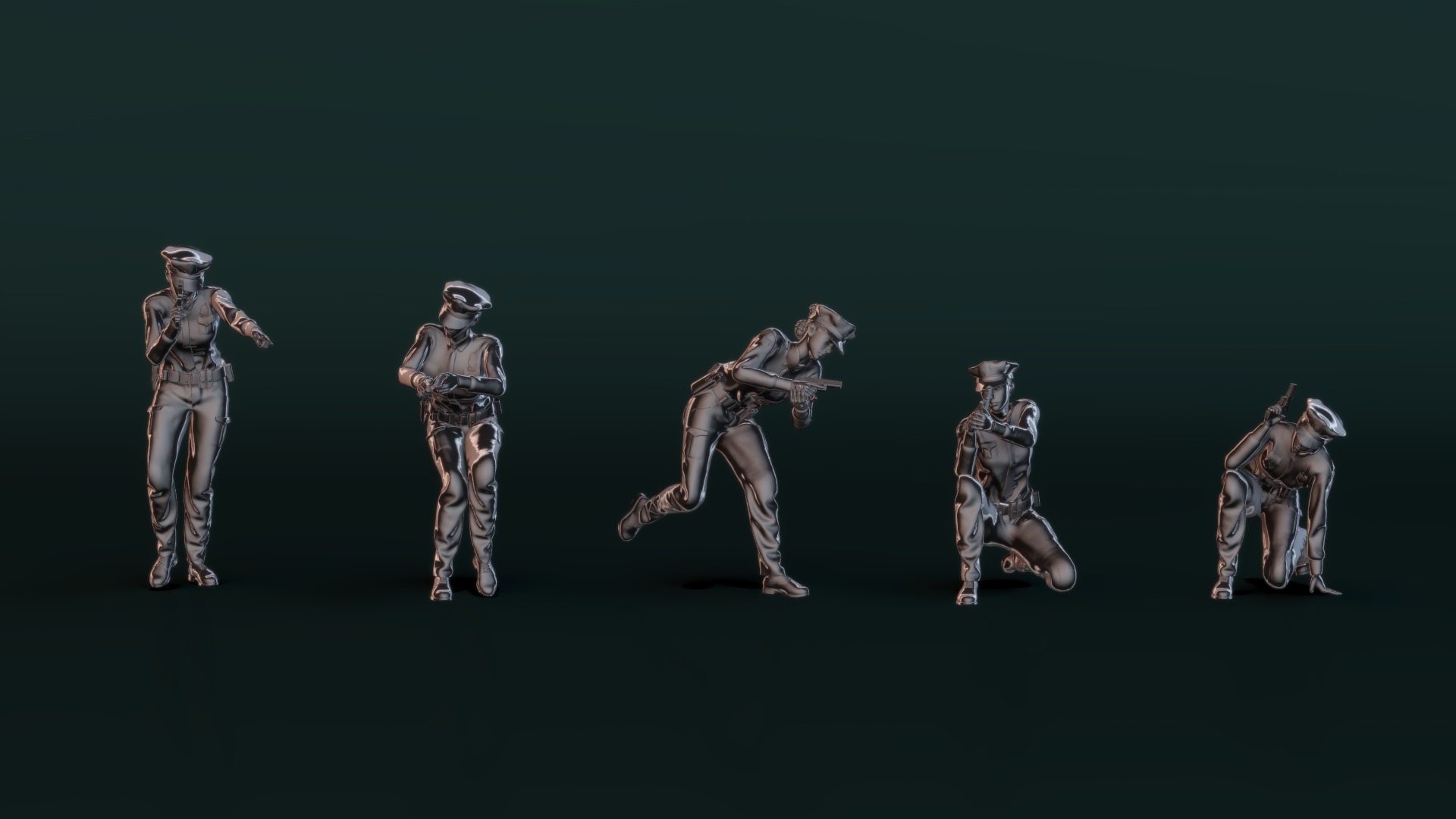Police Woman Set02 3D model_4