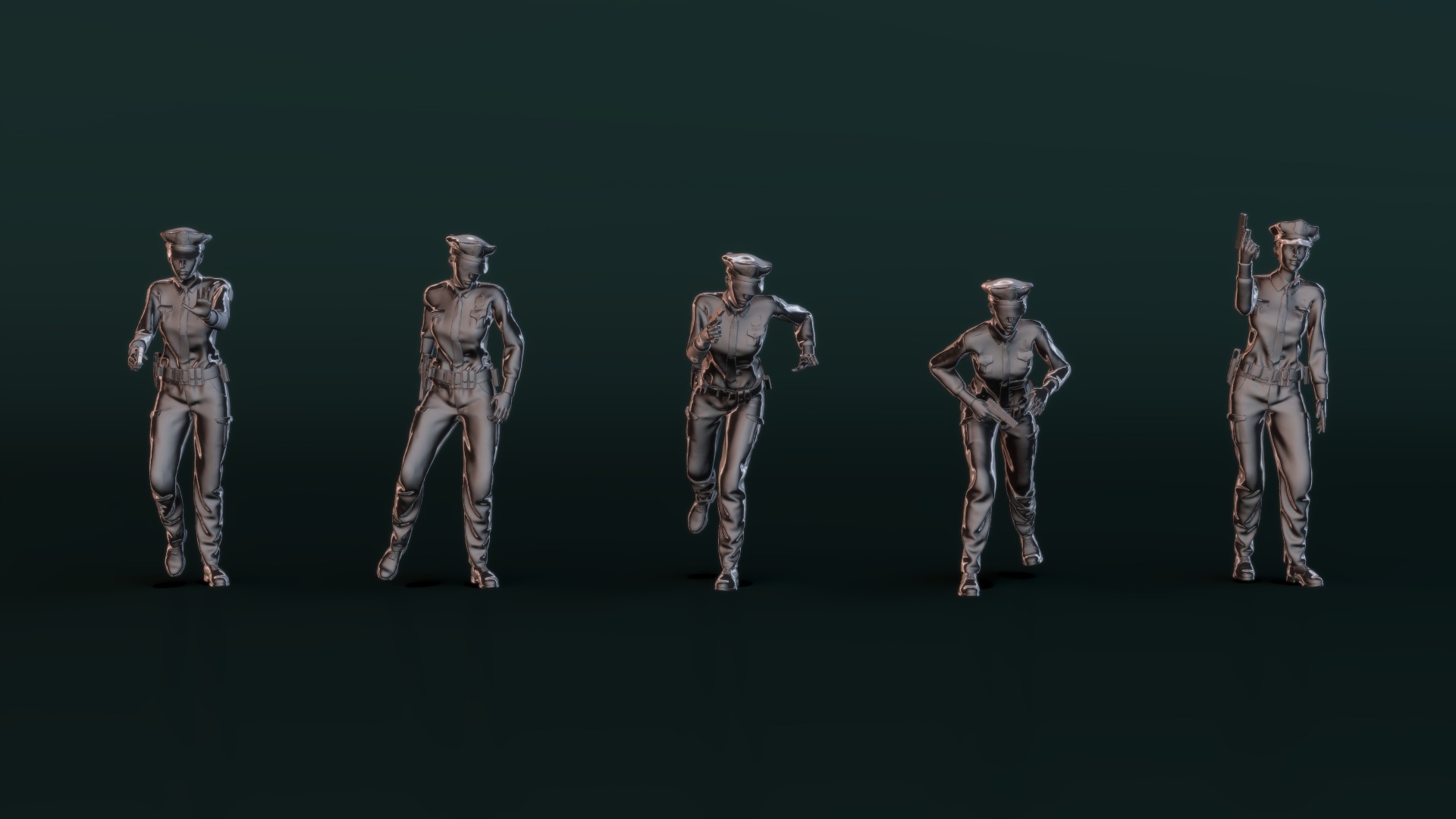 Police Woman Set02 3D model_7