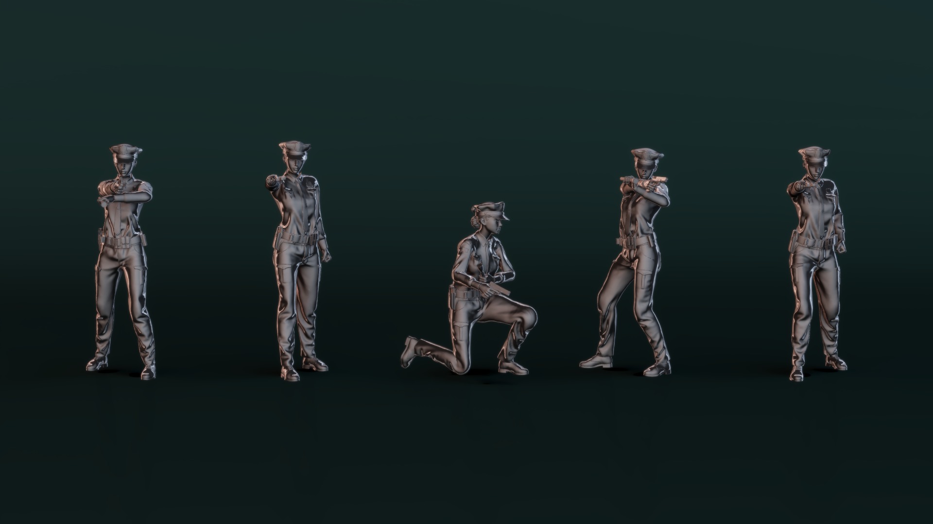 Police Woman Set02 3D model_9