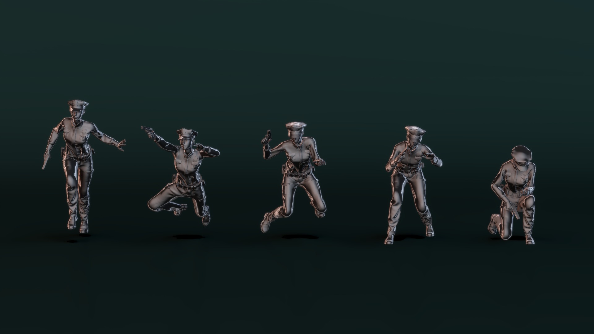 Police Woman Set02 3D model_2