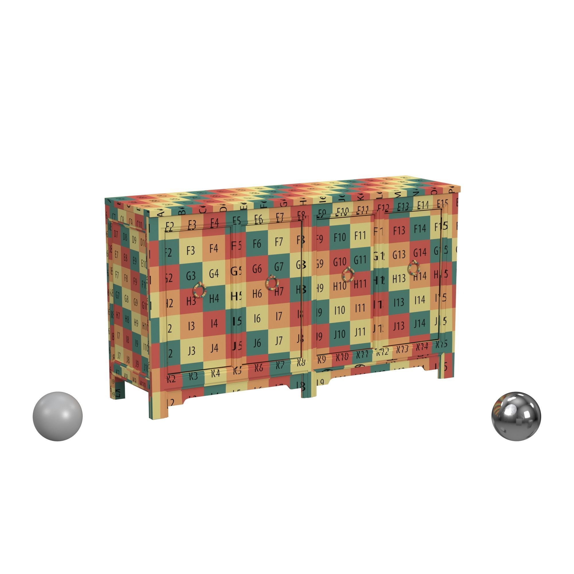 Amherst 4Dr Sideboard Gray 3D model_2