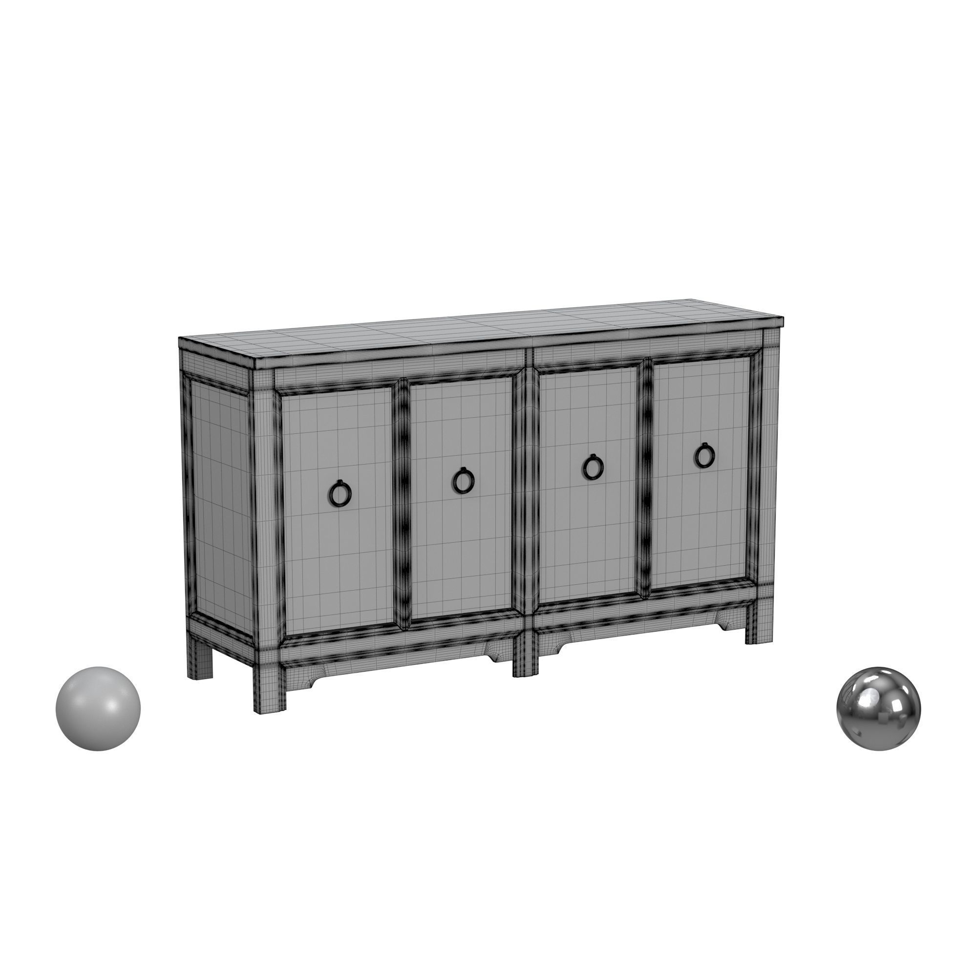 Amherst 4Dr Sideboard Gray 3D model_3