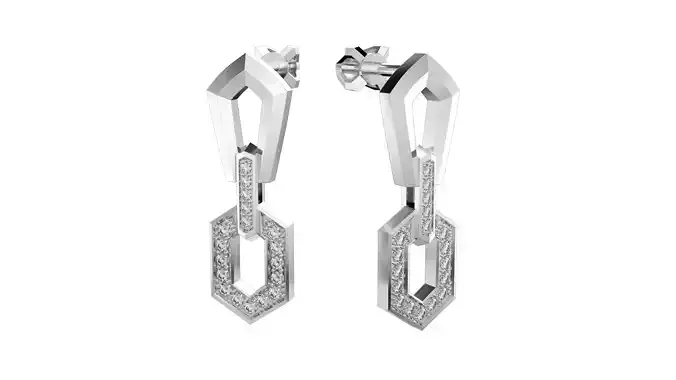 Gold earring stud chains E28 3D print model