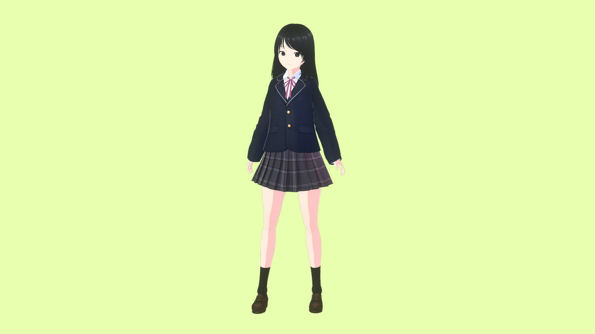 Japanese Anime High School Girl NPC Hikari - Unity UE GameReady Low-poly 3D model_1