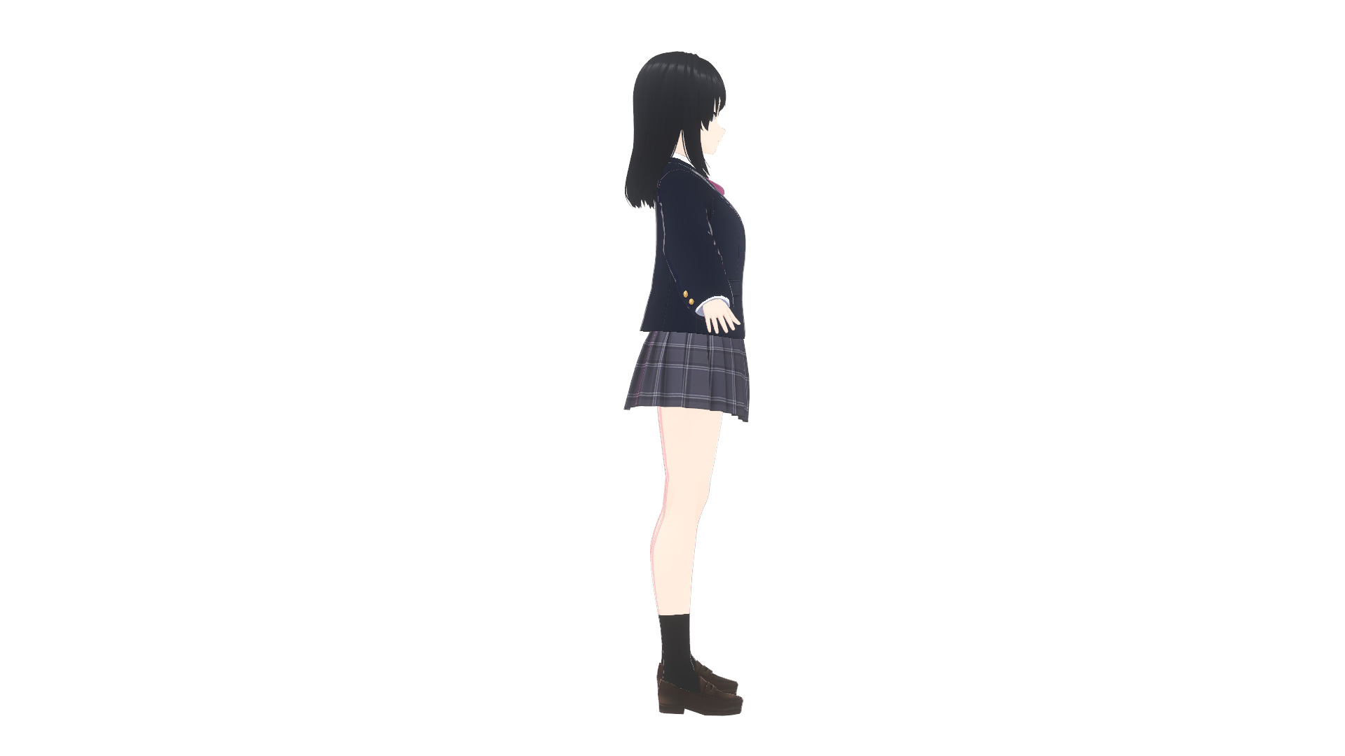 Japanese Anime High School Girl NPC Hikari - Unity UE GameReady Low-poly 3D model_3