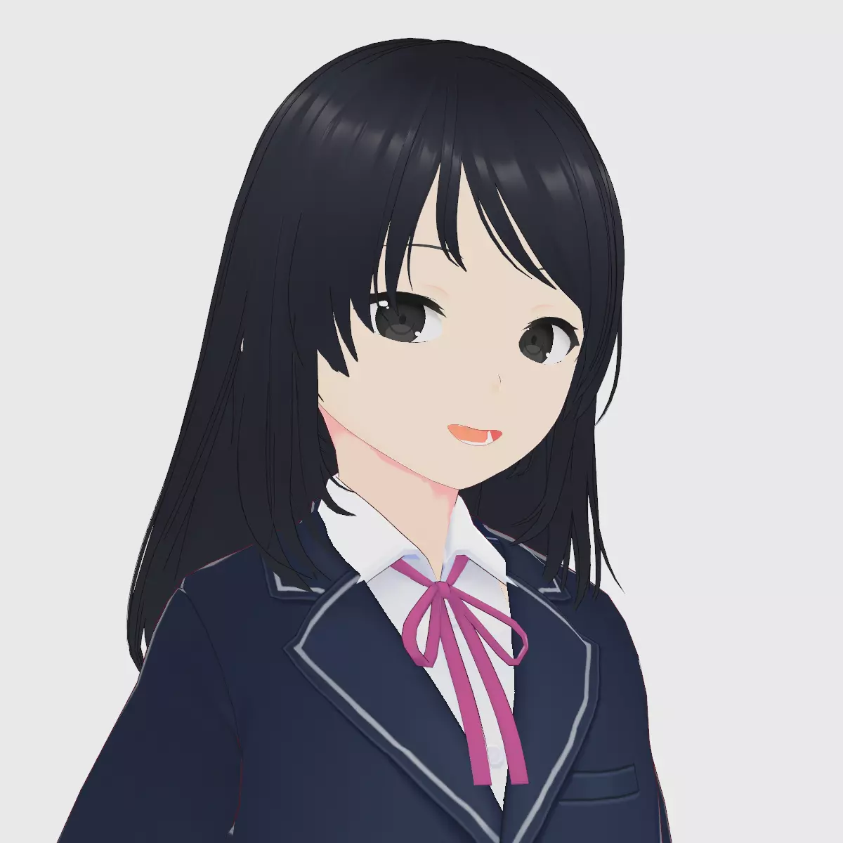 Japanese Anime High School Girl NPC Hikari - Unity UE GameReady Low-poly 3D model_0