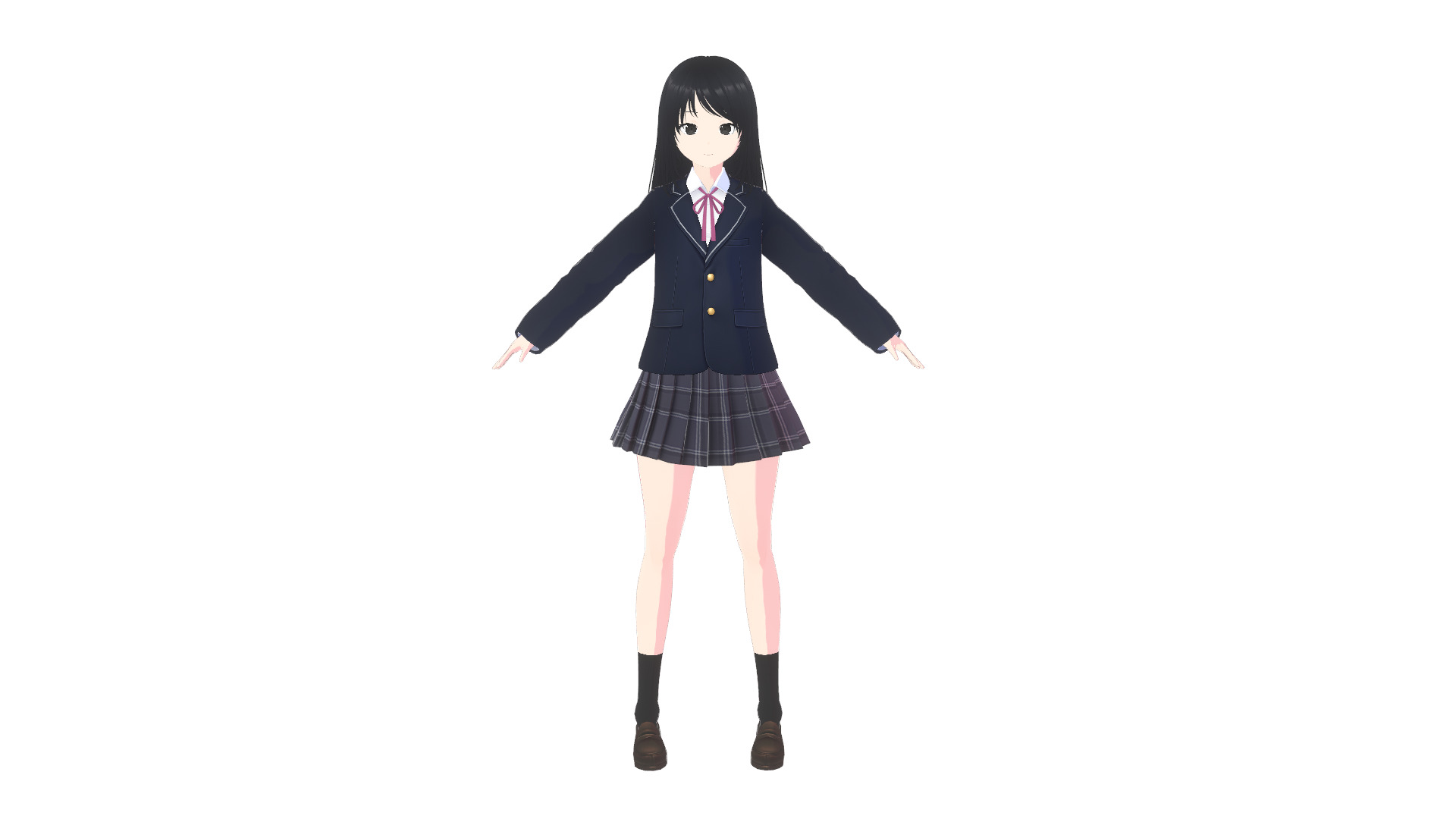 Japanese Anime High School Girl NPC Hikari - Unity UE GameReady Low-poly 3D model_2