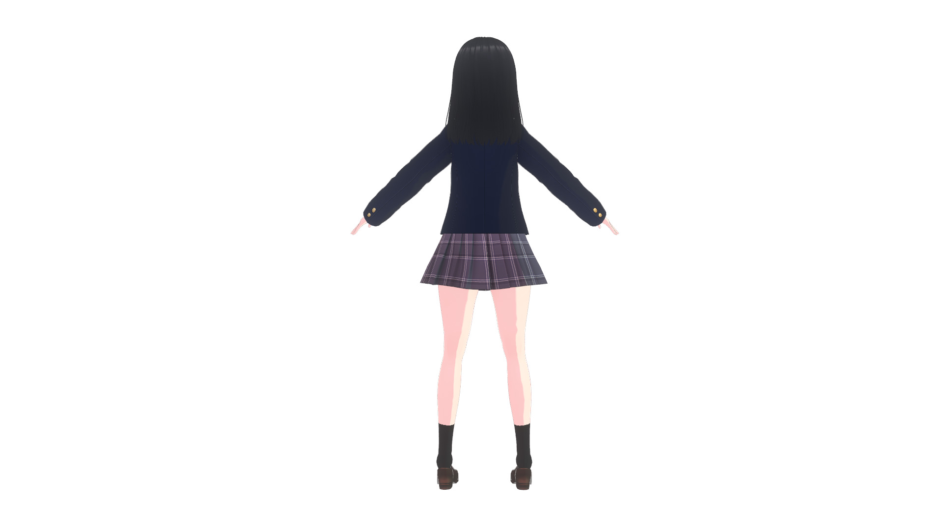 Japanese Anime High School Girl NPC Hikari - Unity UE GameReady Low-poly 3D model_4