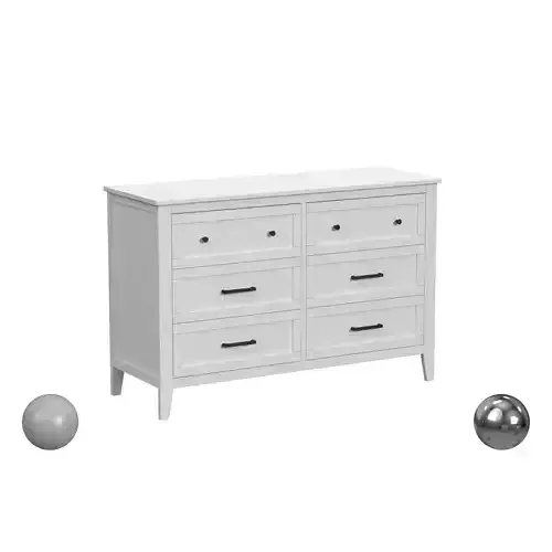 Sawyer Farmhouse 6-Drawer Dresser In Heirloom White