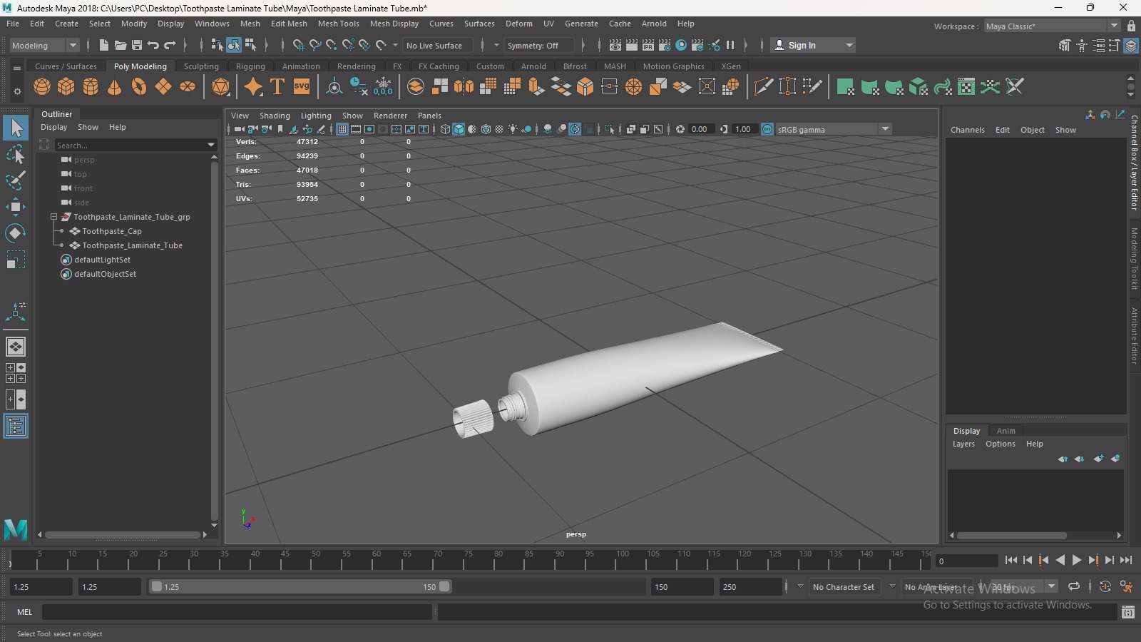 Toothpaste Laminate Tube Low-poly 3D model_7