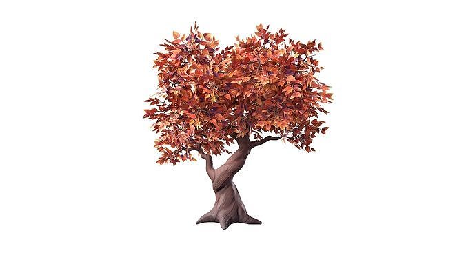 Stylized Tree 01 Autumn Free low-poly 3D model