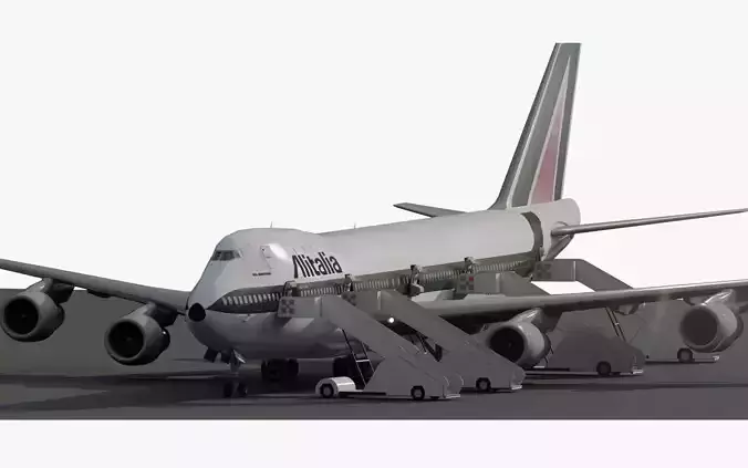 ALITALIA 1970-1972 Boeing 747-143 with interior 3D model