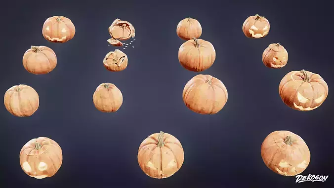HOLIDAYS - Pumpkins 01 - LOW POLY AND NANITE