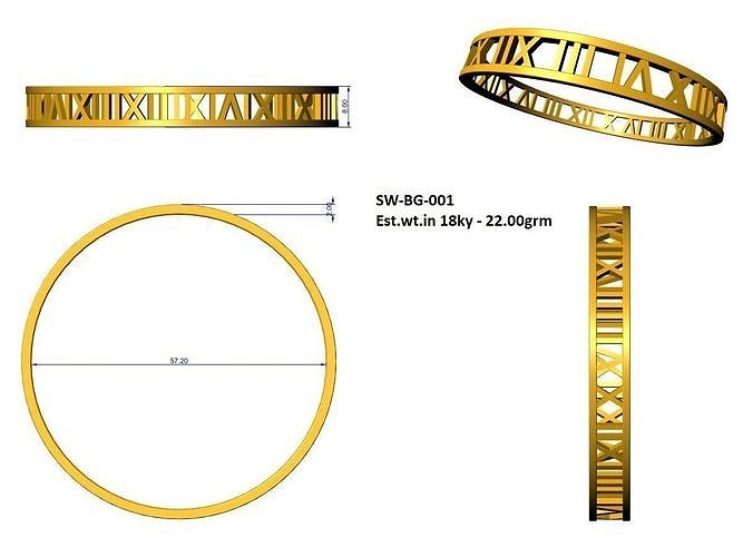 roman number bracelet 3D print model