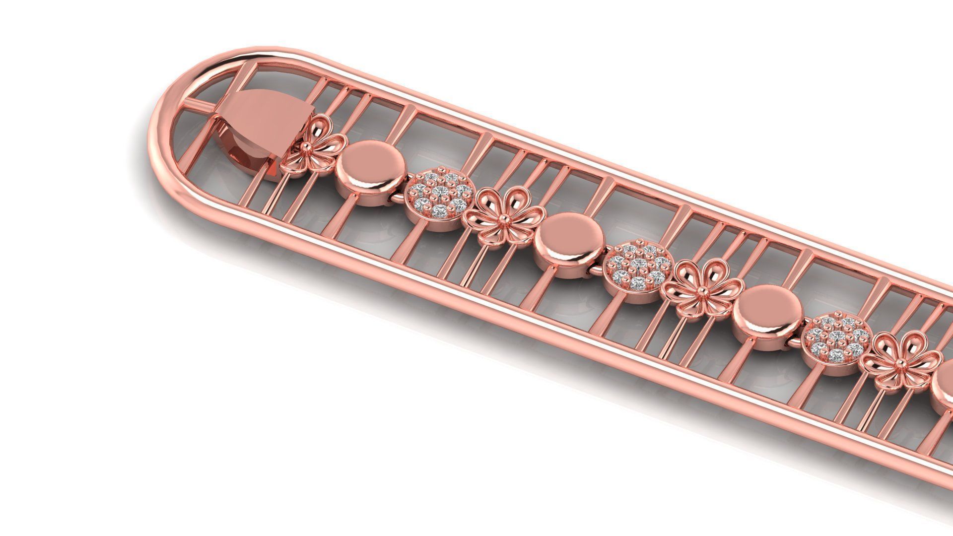 Less Weight diamond  ladies 3d bracelet for  direct casting  3D print model_1