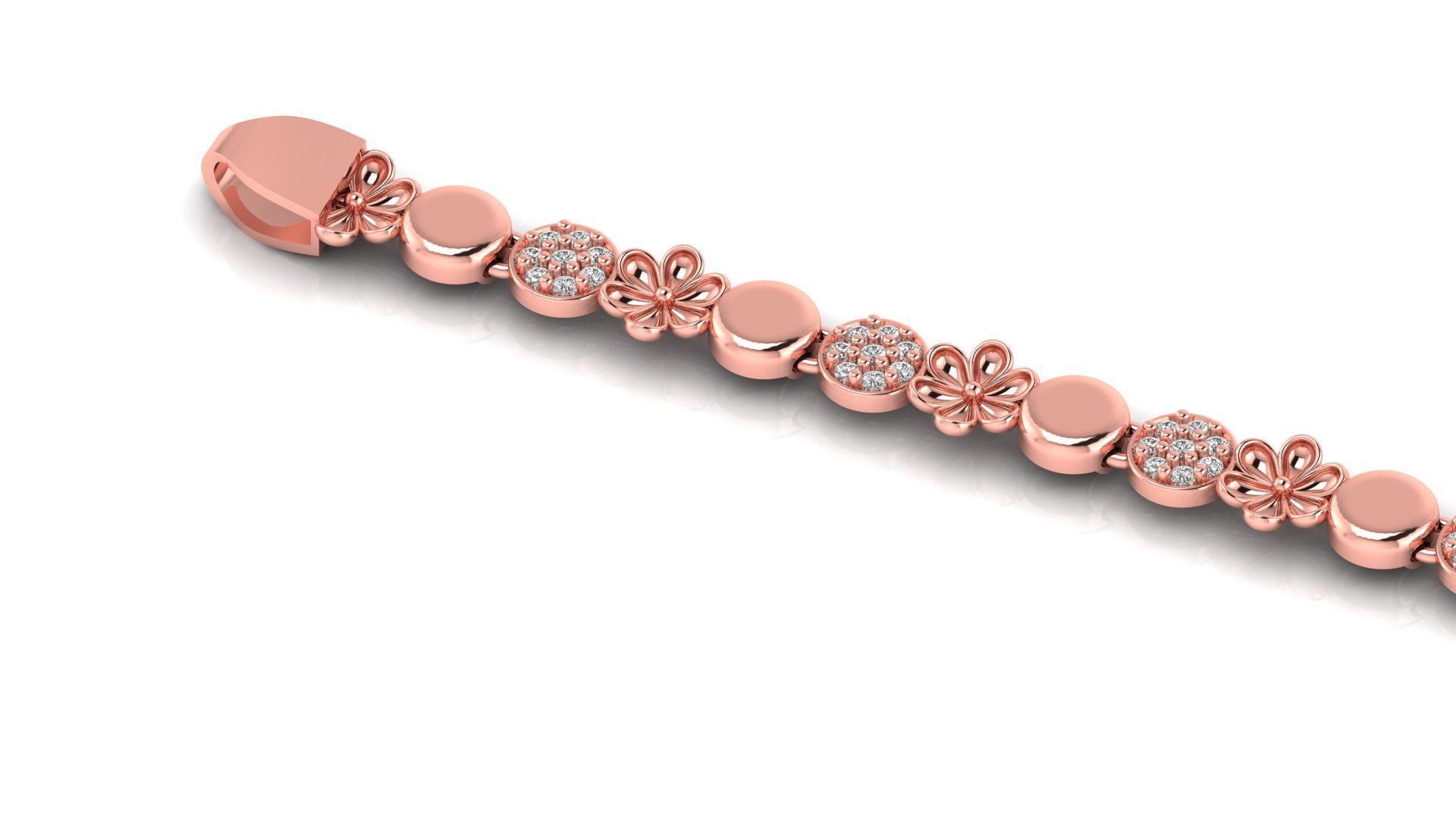 Less Weight diamond  ladies 3d bracelet for  direct casting  3D print model_4