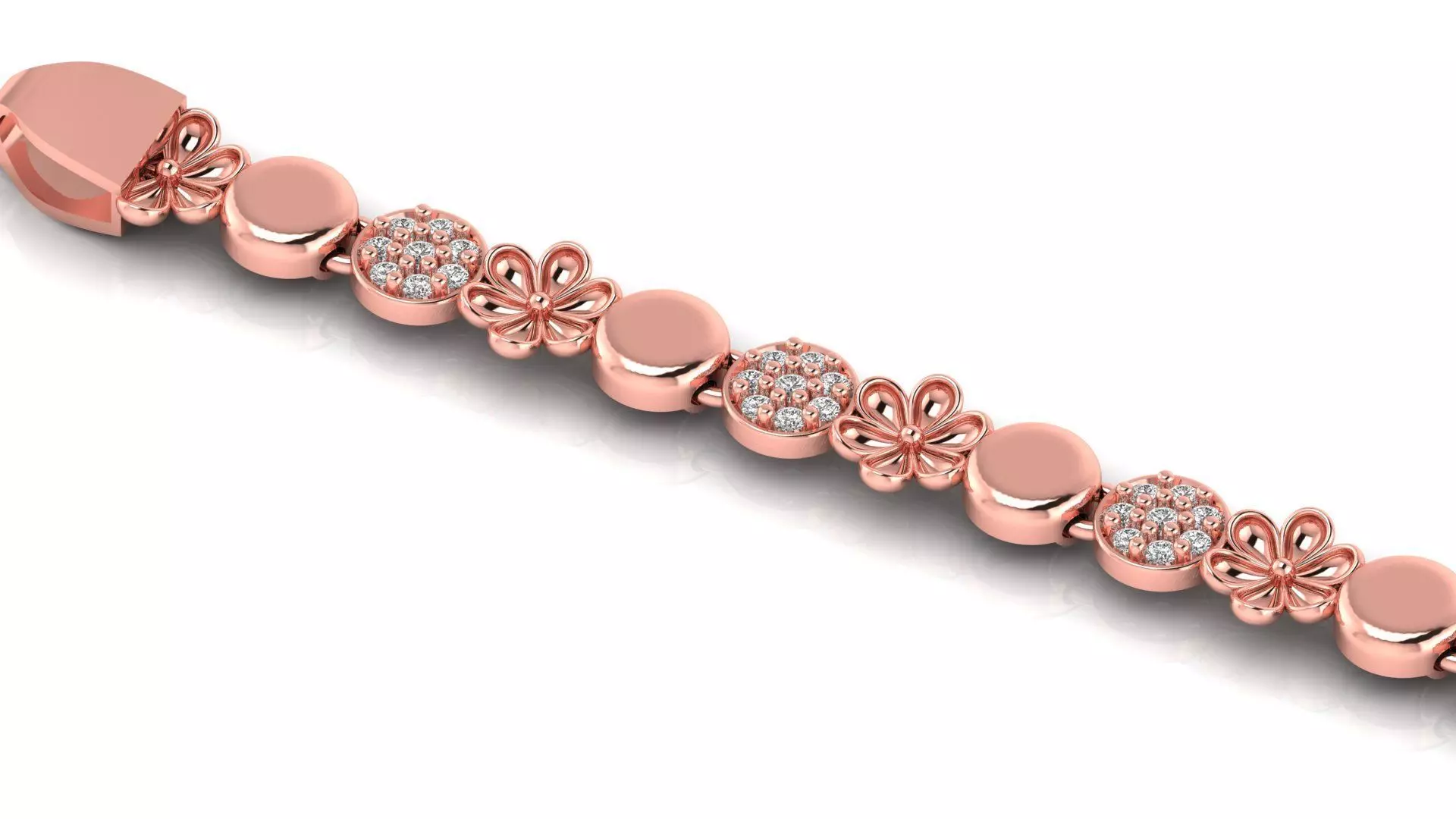 Less Weight diamond  ladies 3d bracelet for  direct casting  3D print model_0