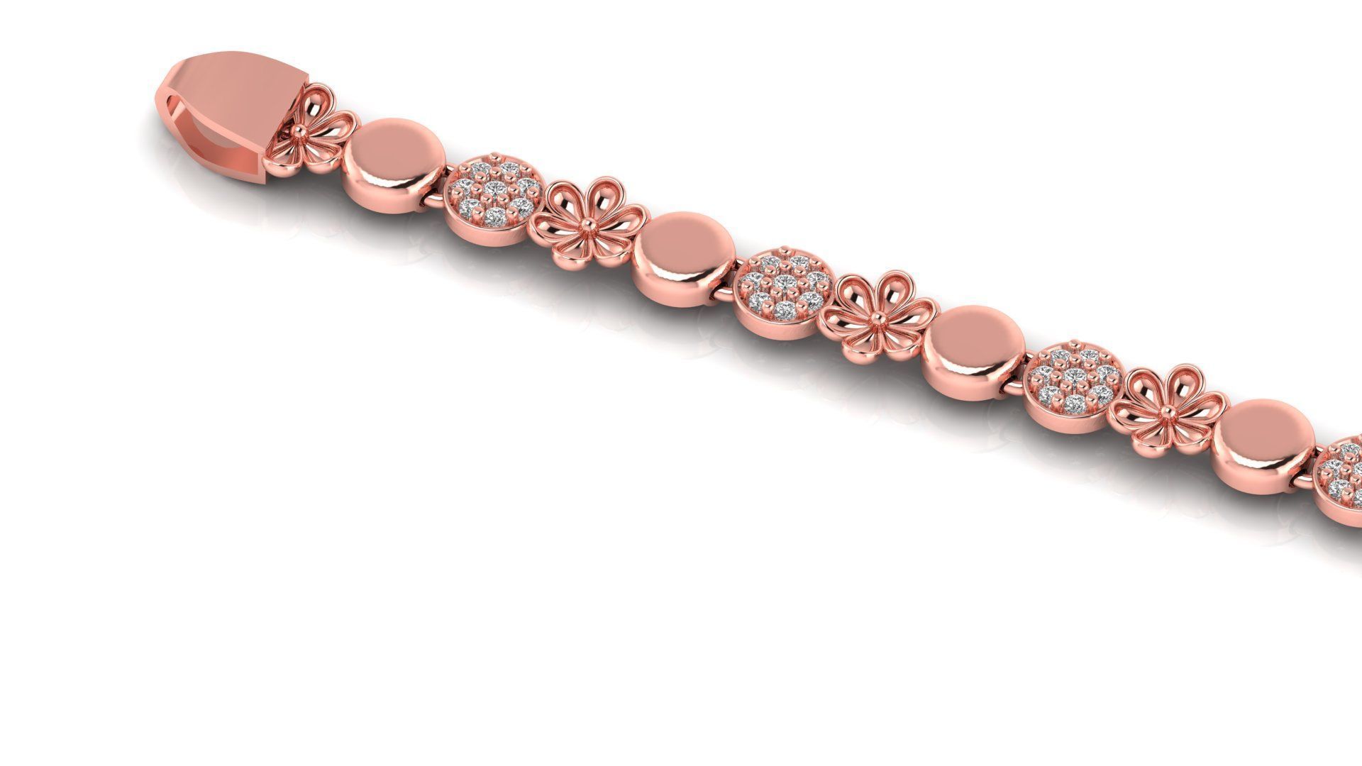 Less Weight diamond  ladies 3d bracelet for  direct casting  3D print model_3