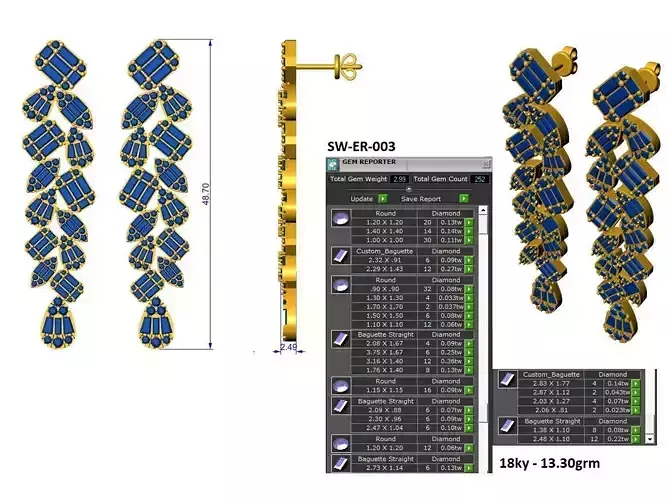 baguette diamond earring