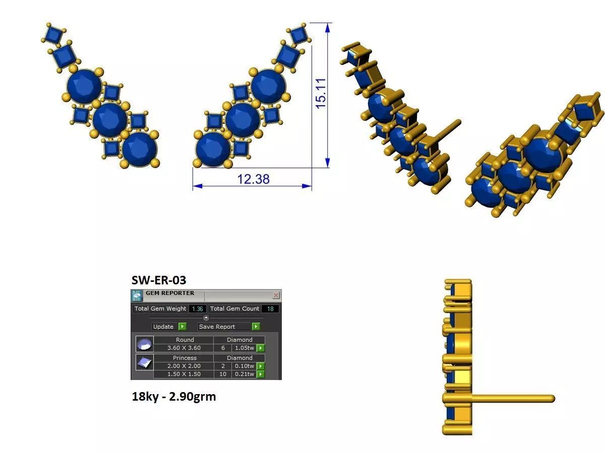 diamond climber earring 3D print model