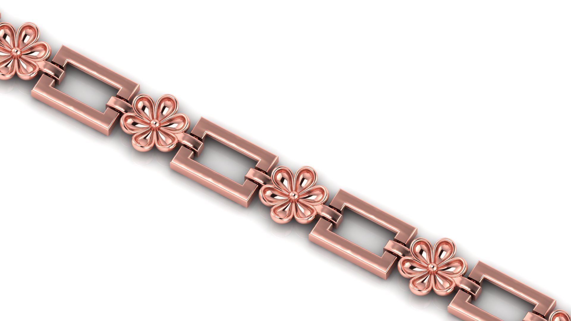 Less Weight flower ladies 3d bracelet for direct casting  3D print model_5