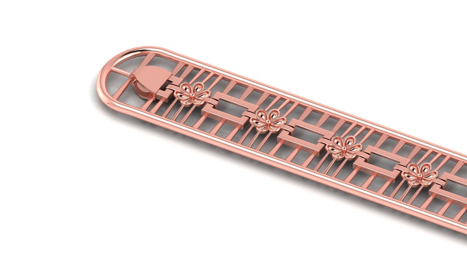 Less Weight flower ladies 3d bracelet for direct casting  3D print model_4