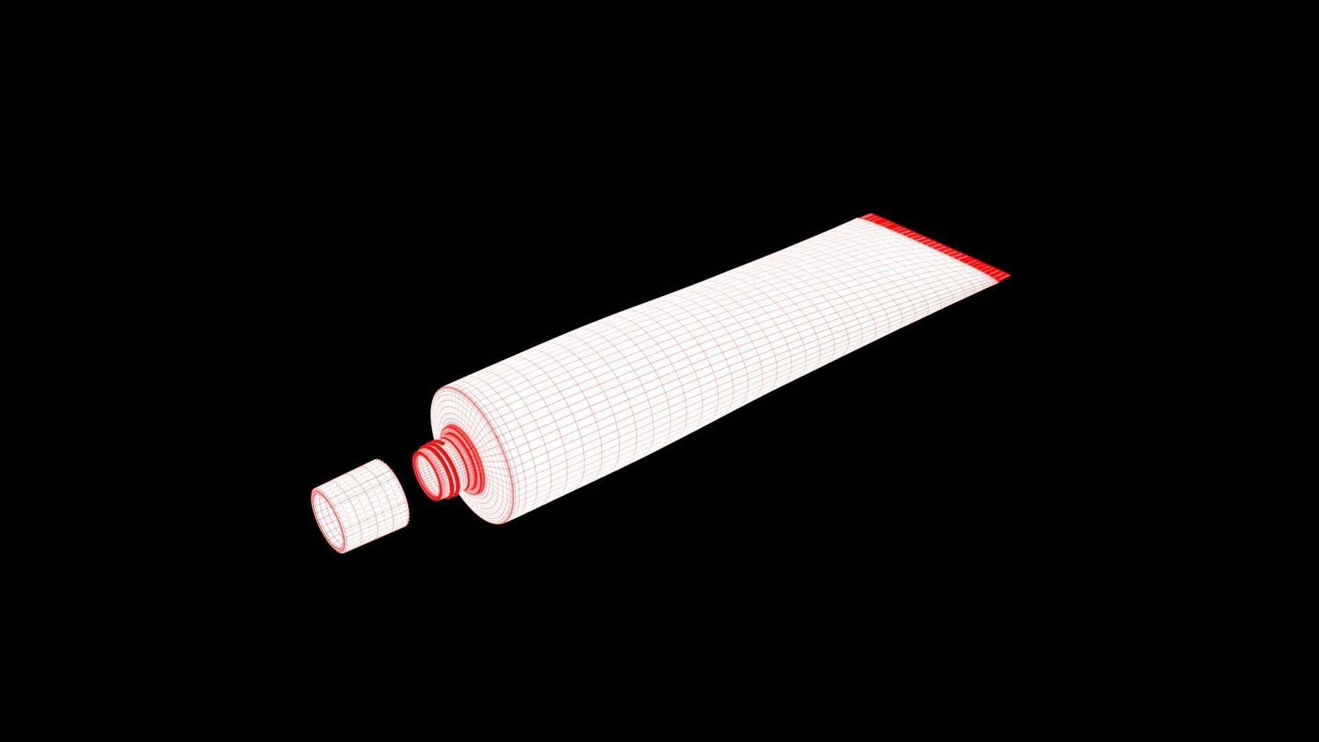 Toothpaste Laminate Tube and packaging box Low-poly 3D model_12
