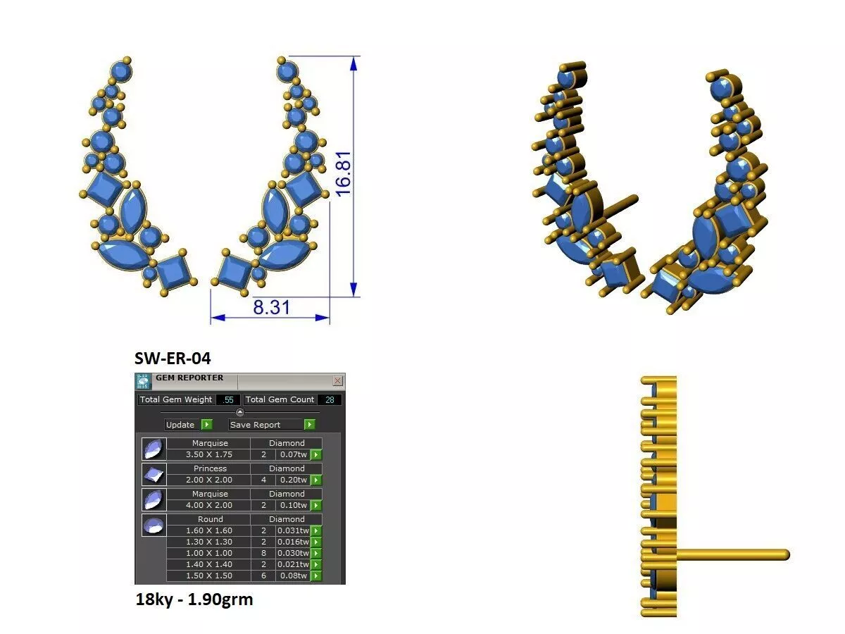 climber diamond earring 3D print model