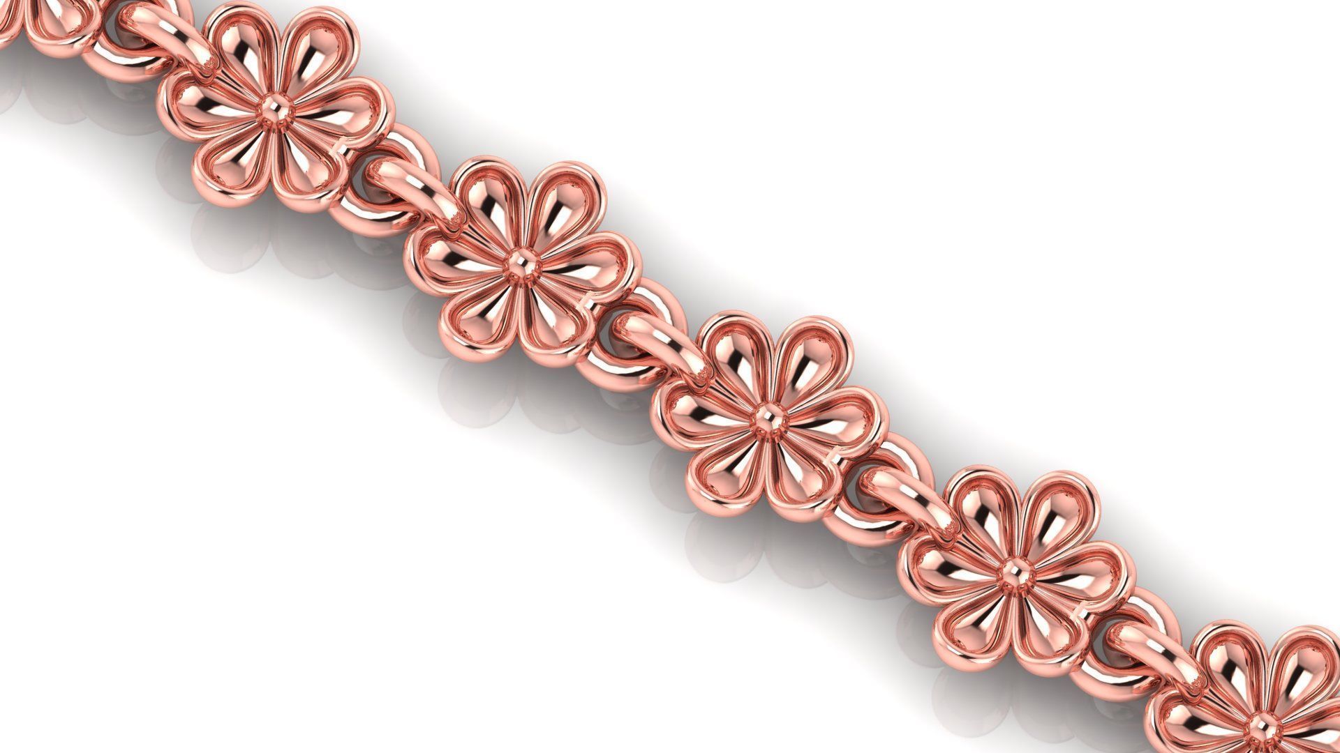 Less Weight flower ladies 3d bracelet for direct casting  3D print model_3