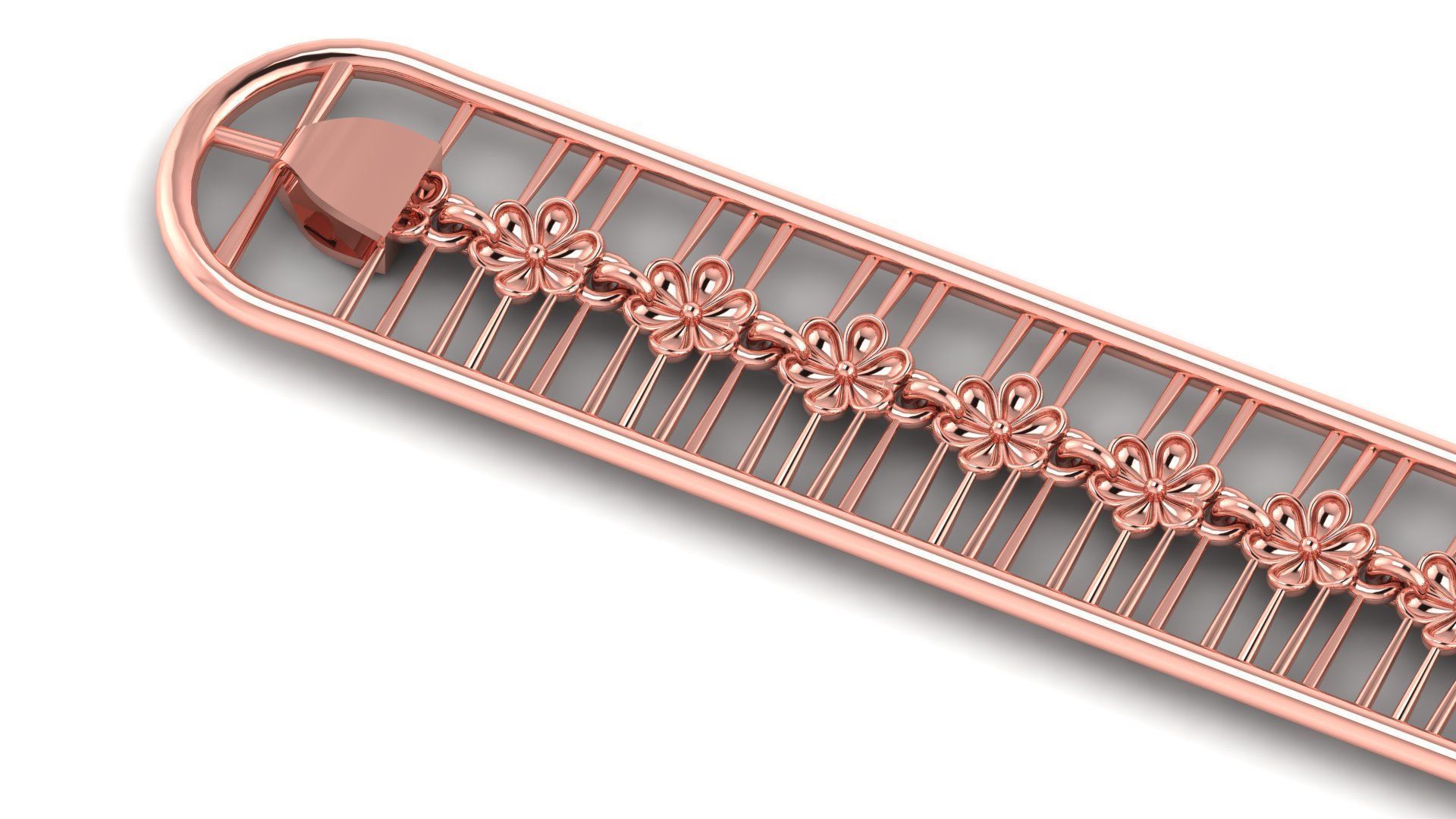 Less Weight flower ladies 3d bracelet for direct casting  3D print model_2