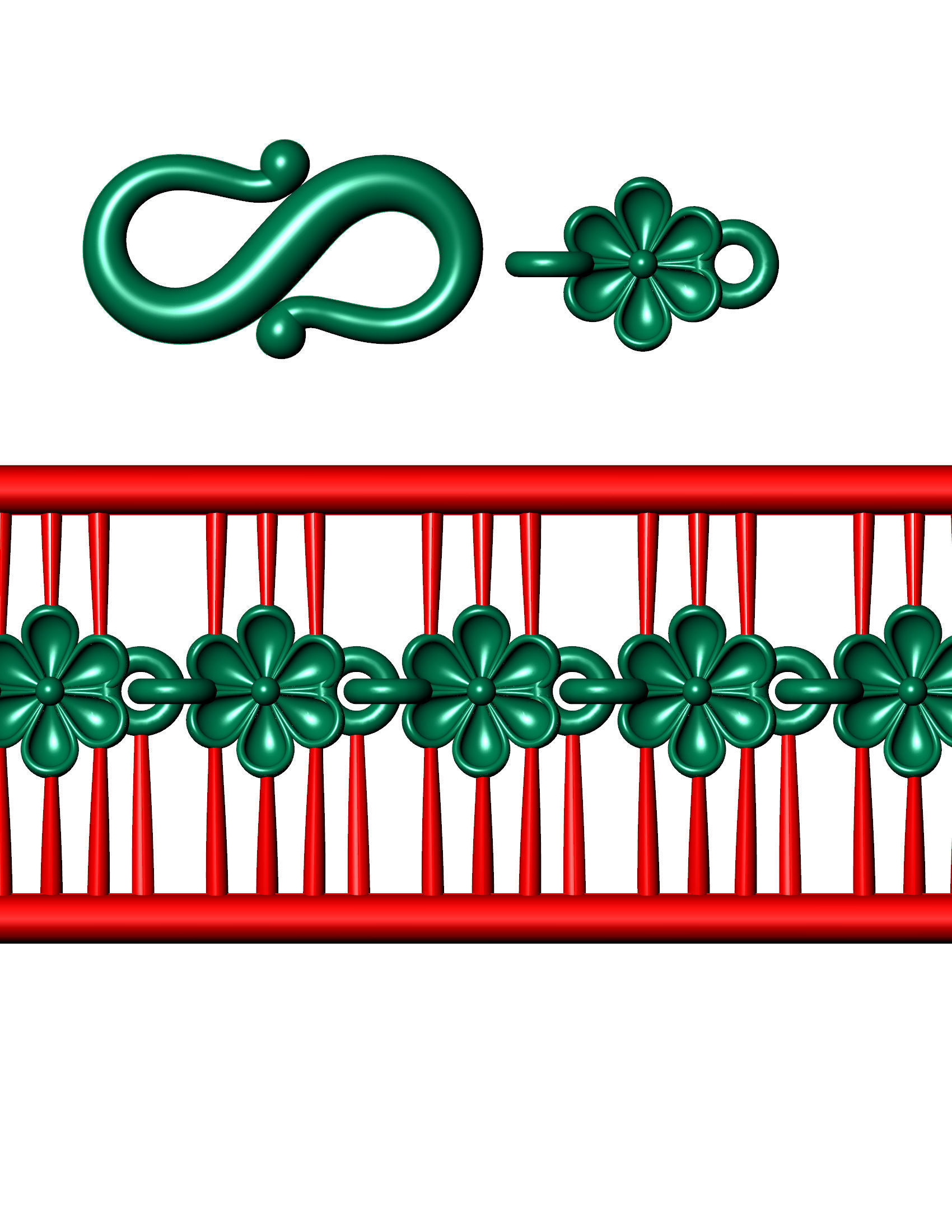 Less Weight flower ladies 3d bracelet for direct casting  3D print model_6