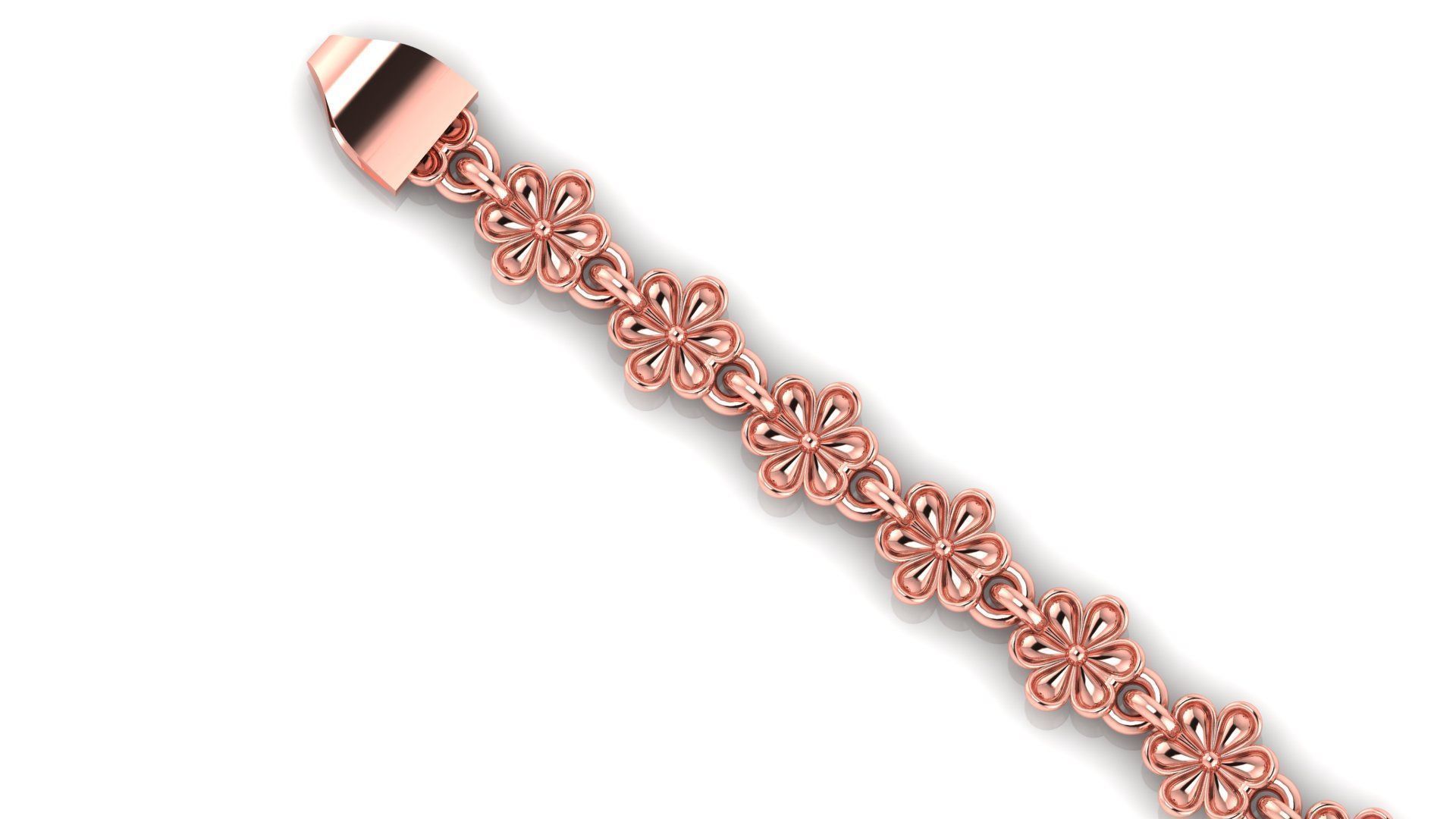 Less Weight flower ladies 3d bracelet for direct casting  3D print model_7