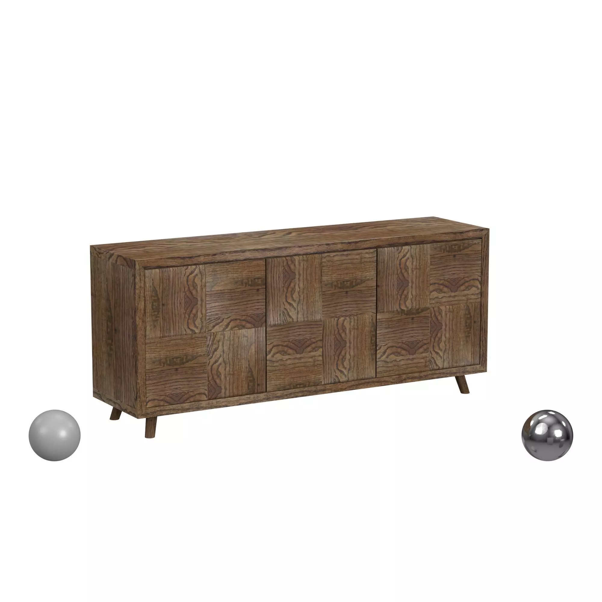 aged wooden unit with copper drawers 3D model_0