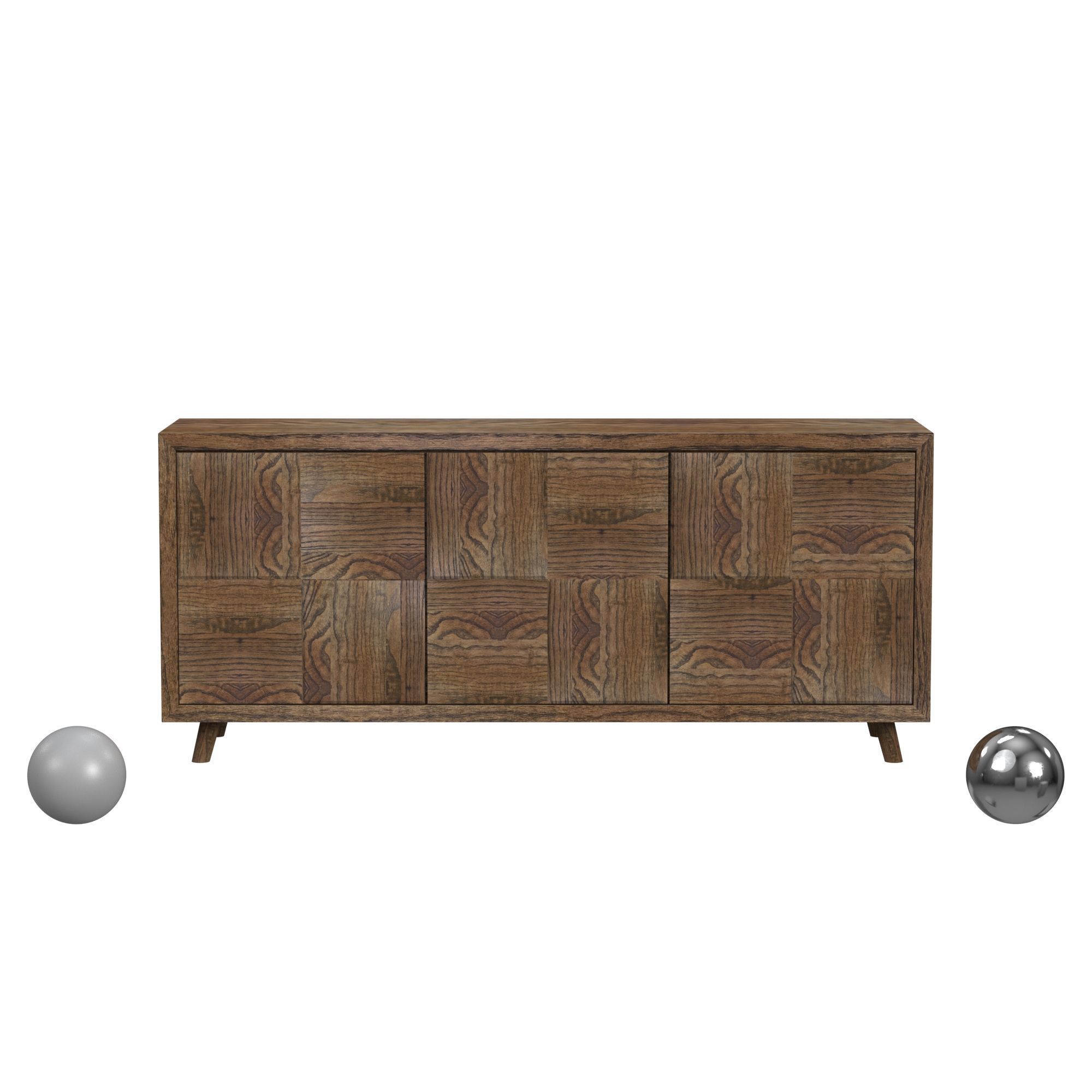 aged wooden unit with copper drawers 3D model_1
